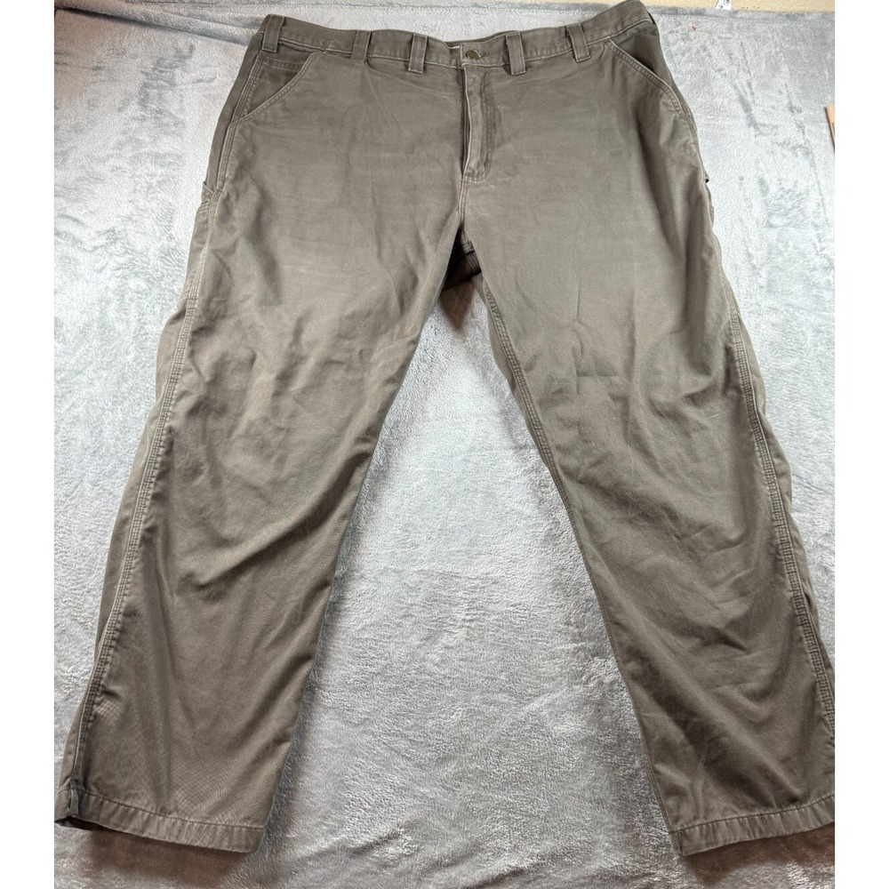 Mens 46X30 CARHARTT Brown Relaxed Fit Carpenter Work Pants Tool Pockets B324-DFE